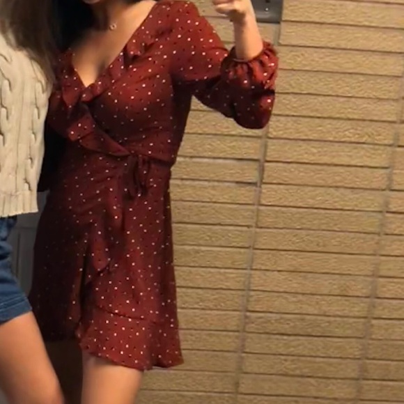 Red Ruffle Polka Dot Self Tie Dress | Forever 21 - Picture 4 of 5